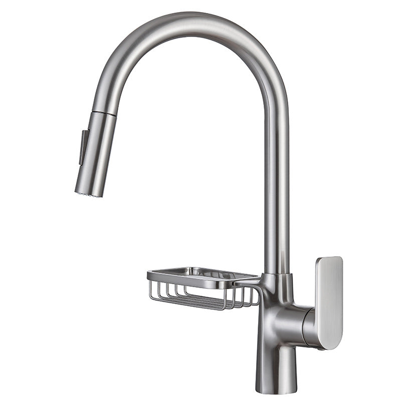 Single-Lever Kitchen Faucet With Pull-Down Sprayer, Hot And Cold | OpalDwell OpalDwell