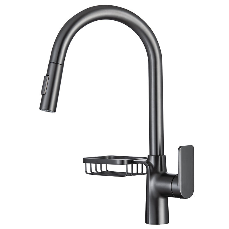 Single-Lever Kitchen Faucet With Pull-Down Sprayer, Hot And Cold | OpalDwell OpalDwell