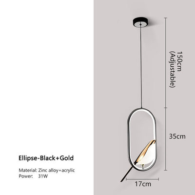 LyraNova Black LED Pendant Light Indoor Ceiling Chandelier - OpalDwell
