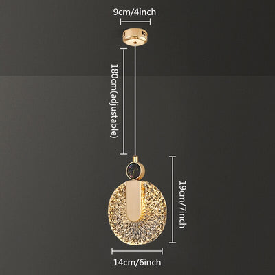 Aurelia Gold LED Crystal Round Pendant Hanging Light - OpalDwell