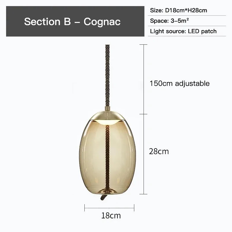 Aurum Glass Design Pendant Light Modern Suspension - OpalDwell