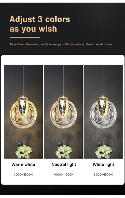 Aurelia Gold LED Crystal Round Pendant Hanging Light - OpalDwell