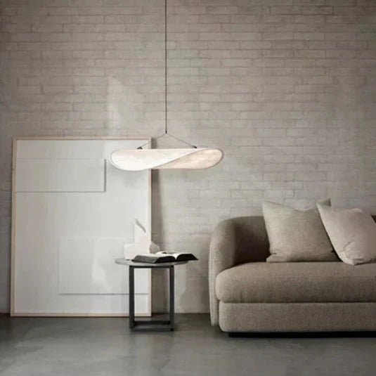 Lyra LED Pendant Light With Chip Pattern And Knit Tyvek Shade - OpalDwell