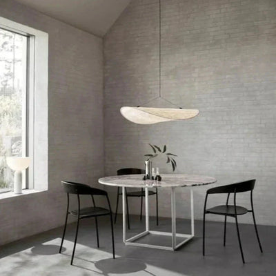 Lyra LED Pendant Light With Chip Pattern And Knit Tyvek Shade - OpalDwell