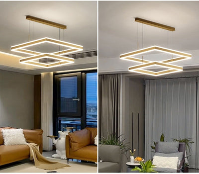 AstraLuxe Modern Square LED Chandelier for Living Room - OpalDwell