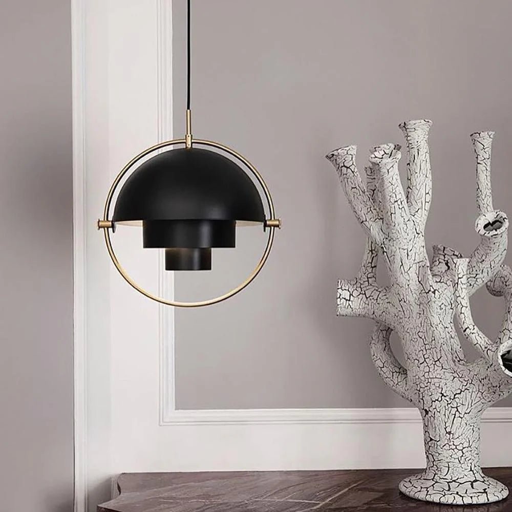 NordicTier Black Pendant Light With Layered Metal Shades - OpalDwell
