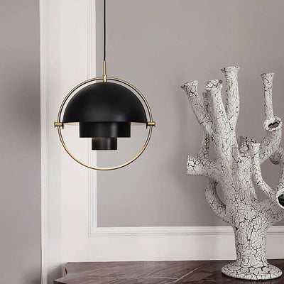 NordicTier Black Pendant Light With Layered Metal Shades - OpalDwell