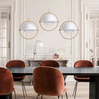 NordicTier Black Pendant Light With Layered Metal Shades - OpalDwell