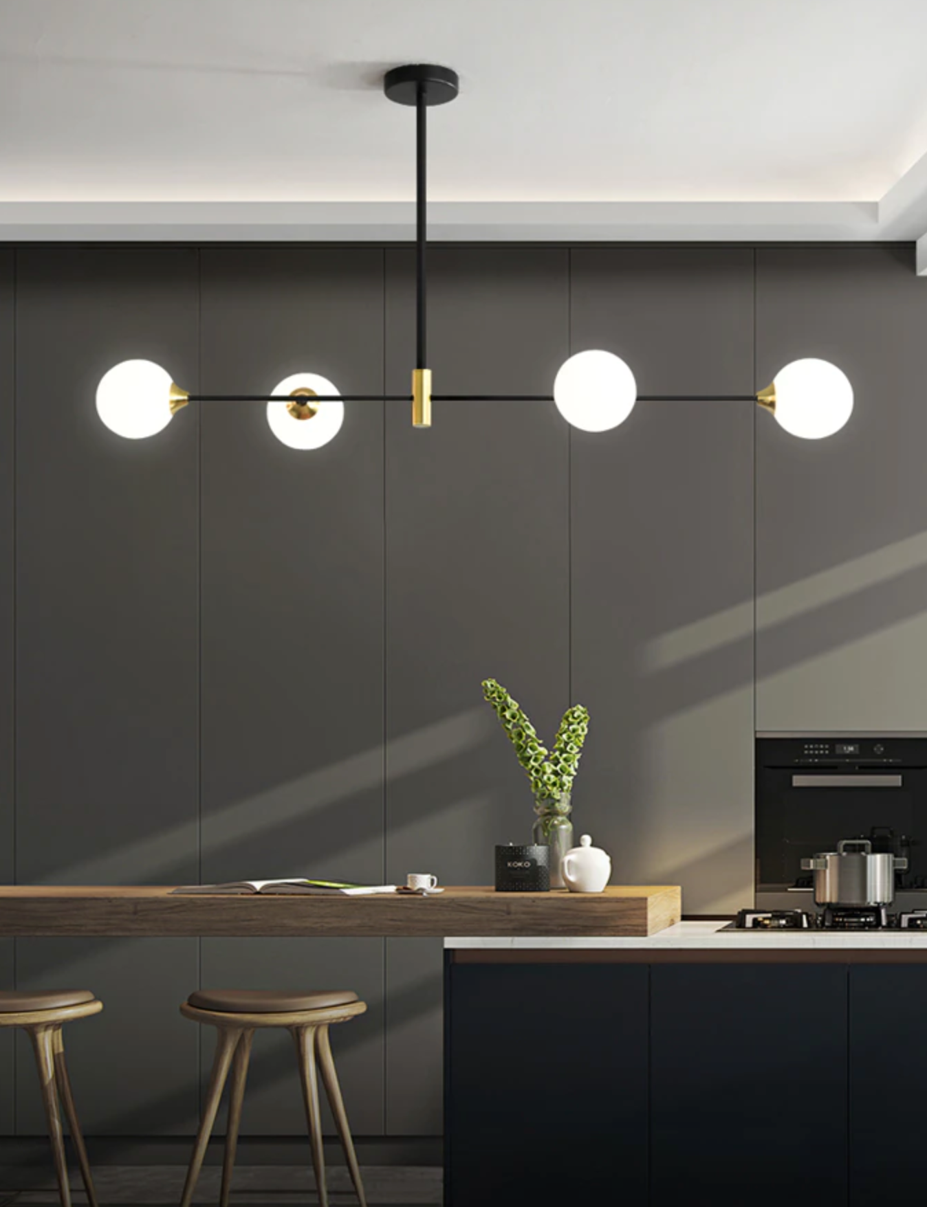 Lyra Nordic Glass Ball Ceiling Light With E27 LED Bulbs - OpalDwell