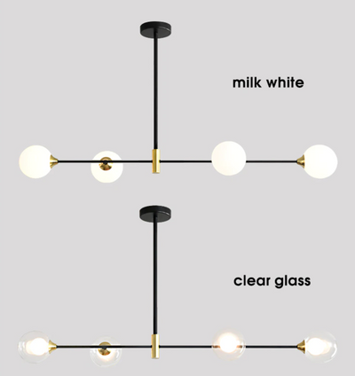 Lyra Nordic Glass Ball Ceiling Light With E27 LED Bulbs - OpalDwell