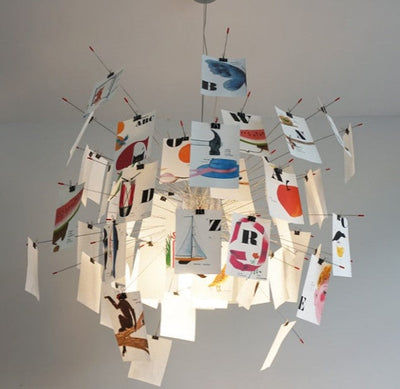 LumaCraft DIY Chandelier Personalizable Lighting Fixture | Ingo Maurer Zettel OpalDwell