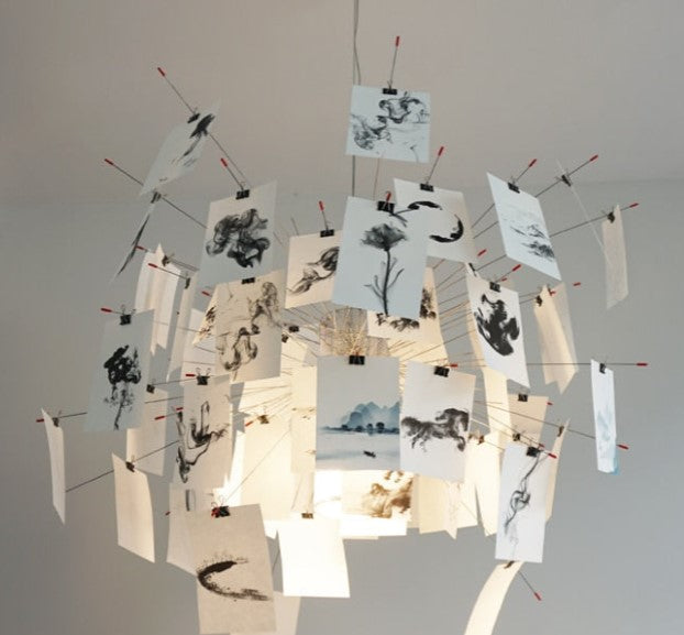 LumaCraft DIY Chandelier Personalizable Lighting Fixture | Ingo Maurer Zettel OpalDwell