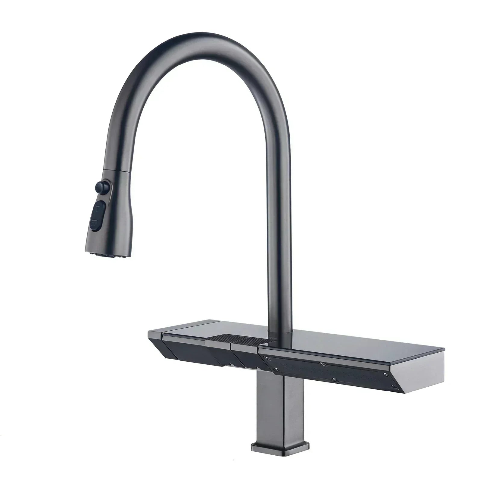 Ravelle Digital Kitchen Faucet in Black and Rose Gold OpalDwell
