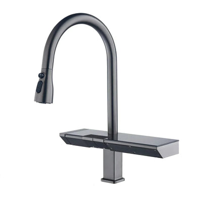 Ravelle Digital Kitchen Faucet in Black and Rose Gold OpalDwell