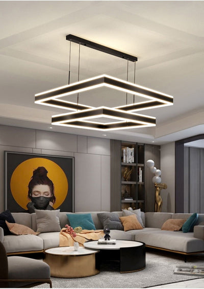 AstraLuxe Modern Square LED Chandelier for Living Room - OpalDwell