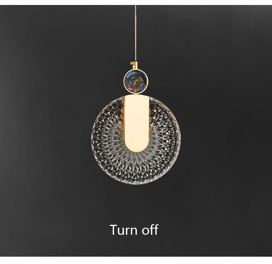 Aurelia Gold LED Crystal Round Pendant Hanging Light - OpalDwell