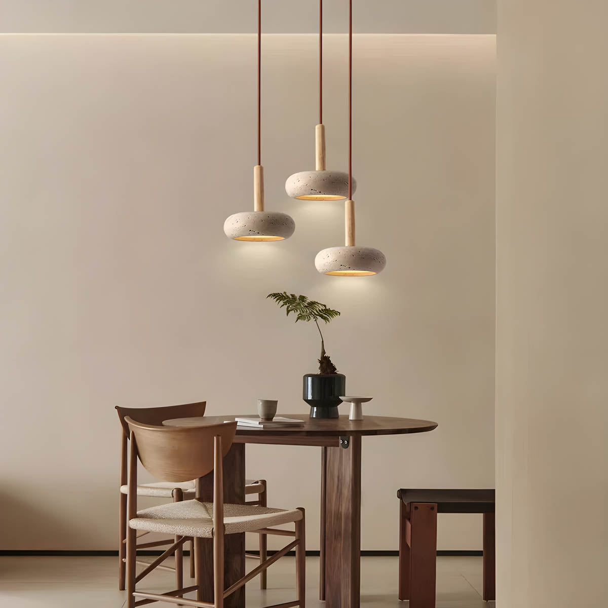 LustreStone Travertine Pendant Lamp for Any Room Warm Glow - OpalDwell