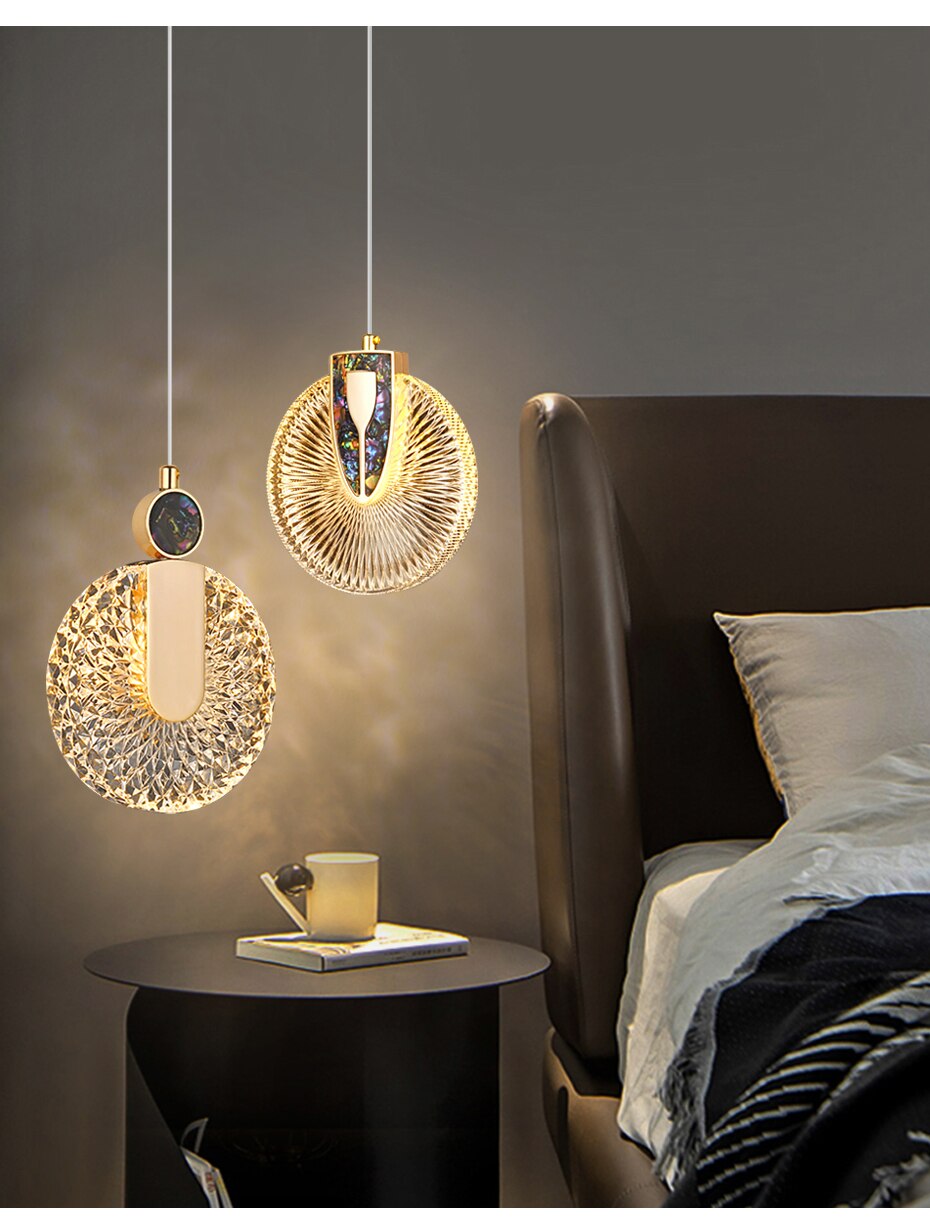 Aurelia Gold LED Crystal Round Pendant Hanging Light - OpalDwell