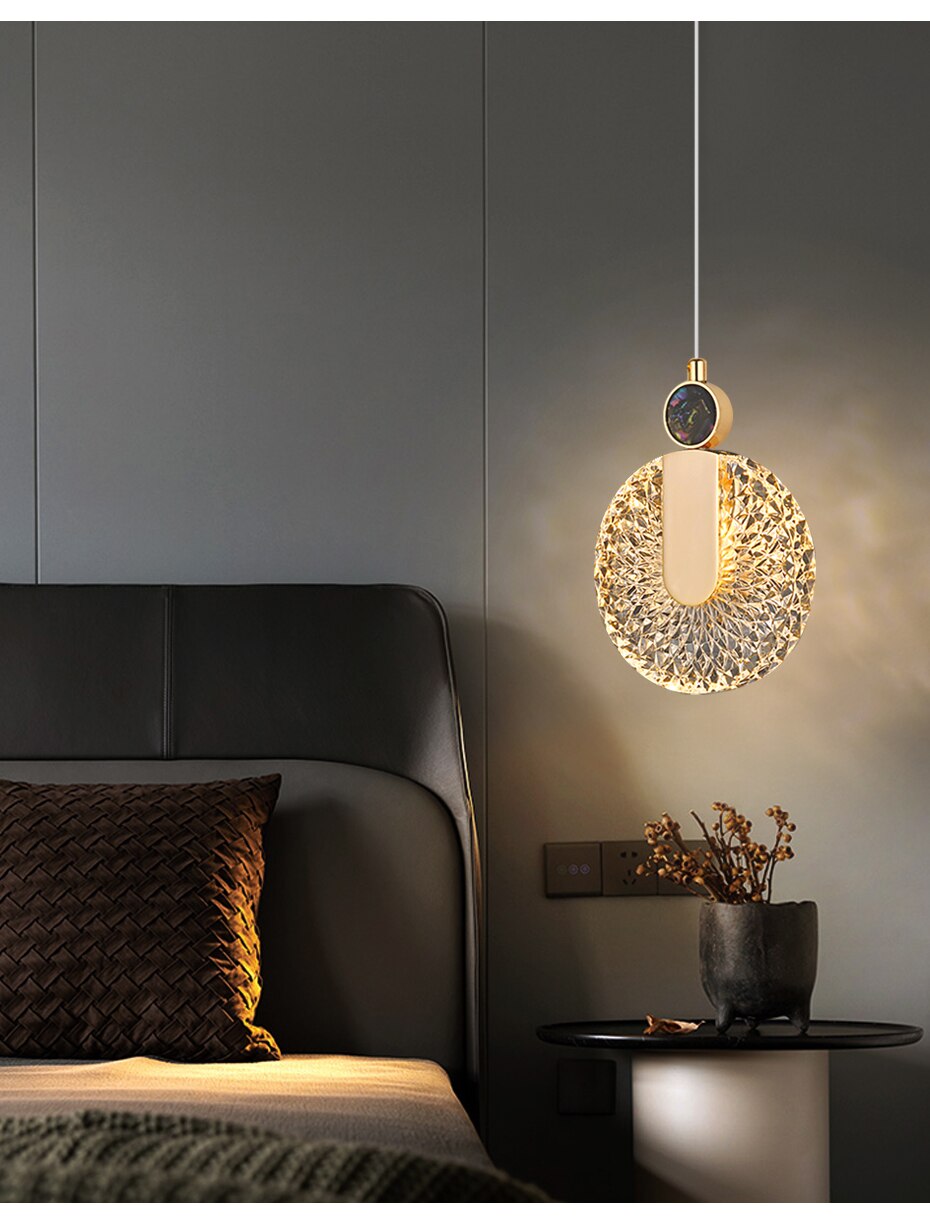 Aurelia Gold LED Crystal Round Pendant Hanging Light - OpalDwell