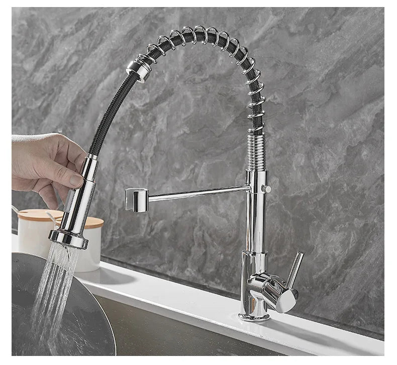 Verrova Dual Spout Kitchen Faucet In Black And Gold Finish OpalDwell