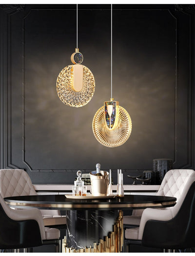 Aurelia Gold LED Crystal Round Pendant Hanging Light - OpalDwell
