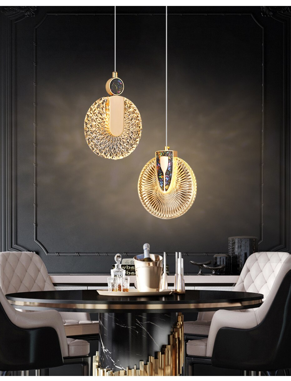 Aurelia Gold LED Crystal Round Pendant Hanging Light - OpalDwell