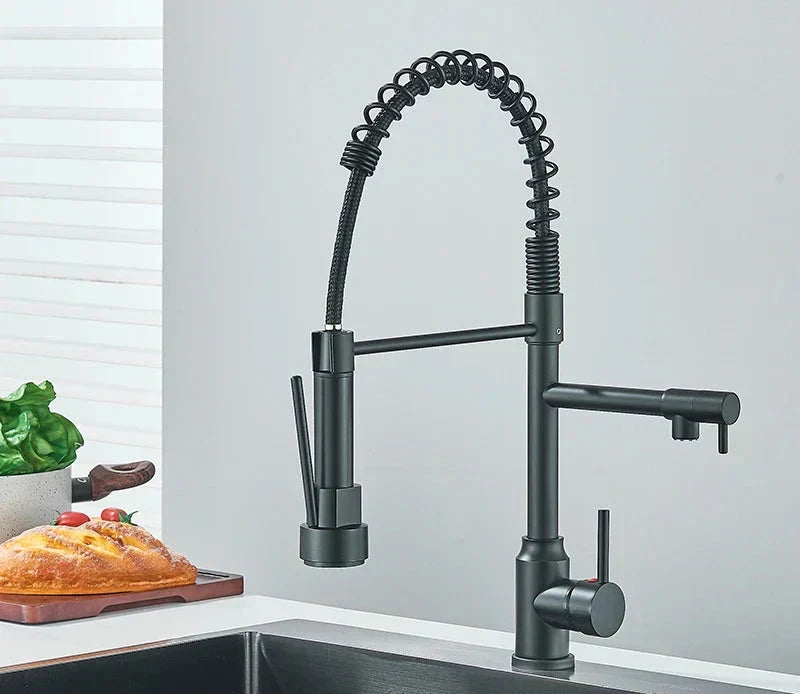 NovaPulse Kitchen Mixer Tap 360° Swivel Brushed Nickel - OpalDwell