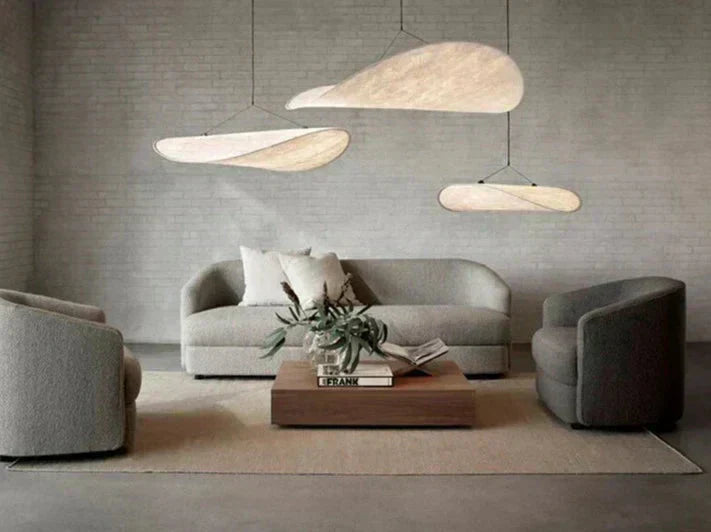Lyra LED Pendant Light With Chip Pattern And Knit Tyvek Shade - OpalDwell