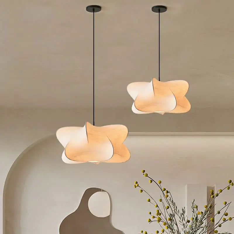 Kizuna Silk and Iron Pendant Light Japanese Style Lamp OpalDwell