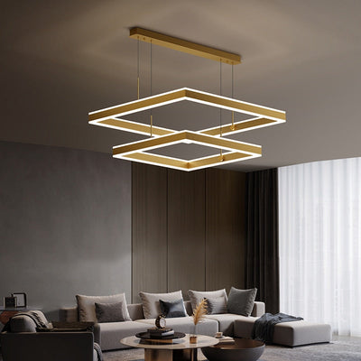AstraLuxe Modern Square LED Chandelier for Living Room - OpalDwell