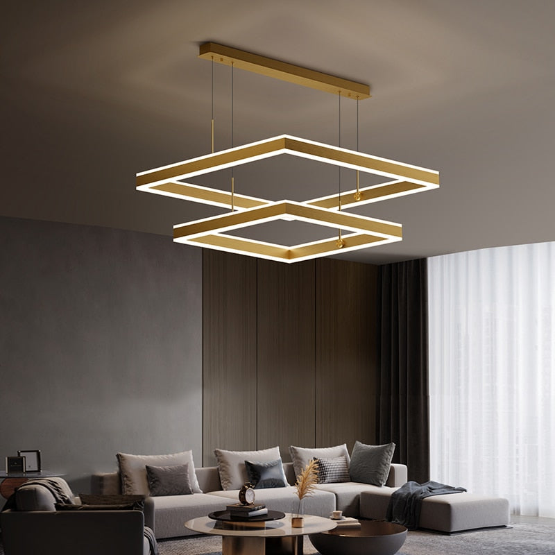 AstraLuxe Modern Square LED Chandelier for Living Room - OpalDwell
