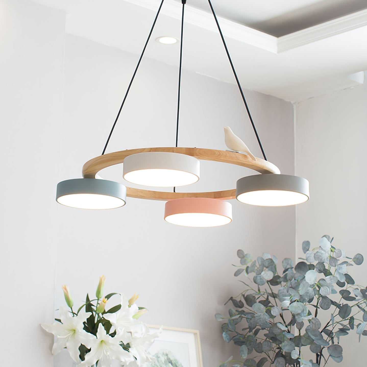 AeroNest Bird Round Chandelier | Multi-Material Fusion - OpalDwell