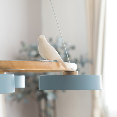 AeroNest Bird Round Chandelier | Multi-Material Fusion - OpalDwell