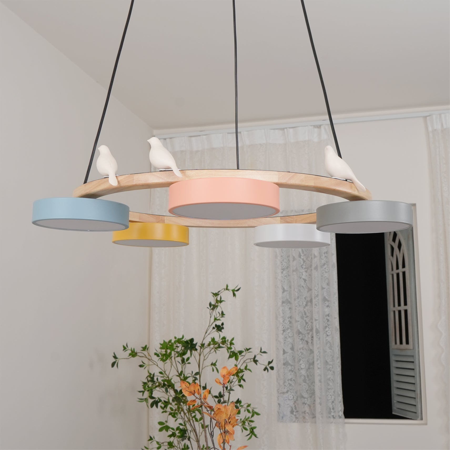 AeroNest Bird Round Chandelier | Multi-Material Fusion - OpalDwell