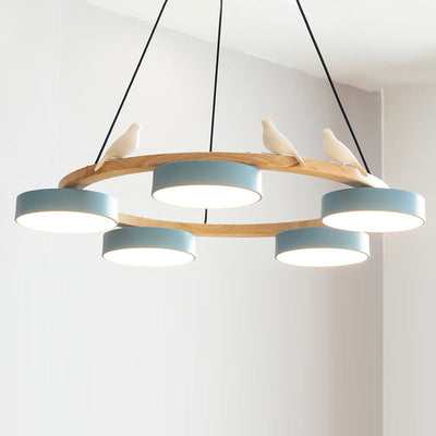 AeroNest Bird Round Chandelier | Multi-Material Fusion - OpalDwell