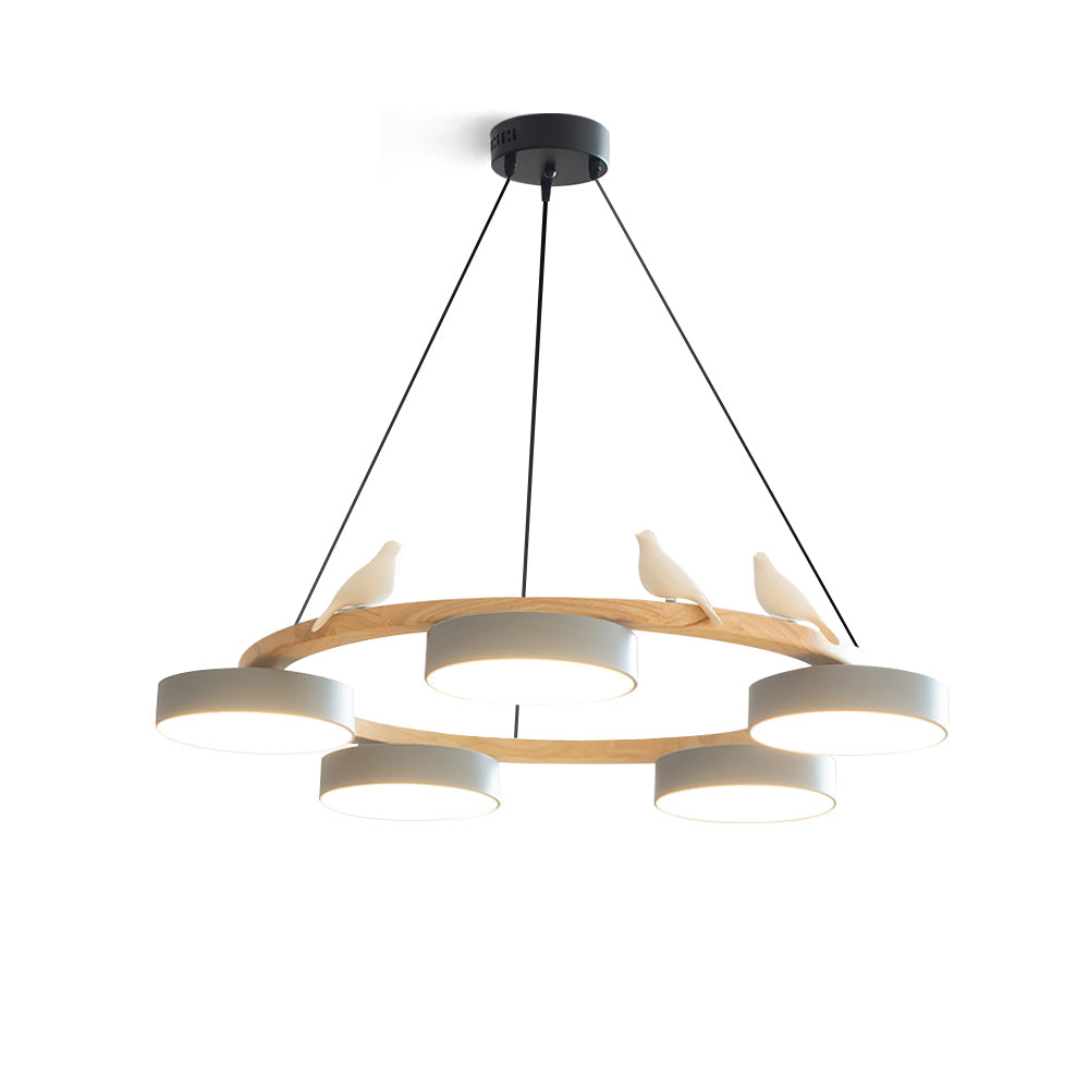 AeroNest Bird Round Chandelier | Multi-Material Fusion - OpalDwell
