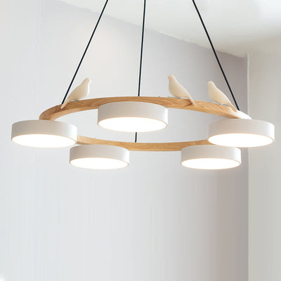 AeroNest Bird Round Chandelier | Multi-Material Fusion - OpalDwell