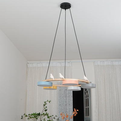 AeroNest Bird Round Chandelier | Multi-Material Fusion - OpalDwell