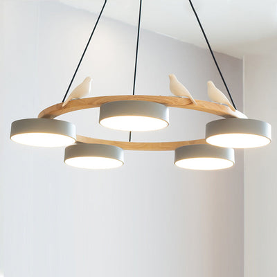 AeroNest Bird Round Chandelier | Multi-Material Fusion - OpalDwell