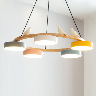 AeroNest Bird Round Chandelier | Multi-Material Fusion - OpalDwell