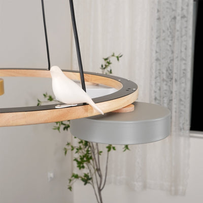 AeroNest Bird Round Chandelier | Multi-Material Fusion - OpalDwell