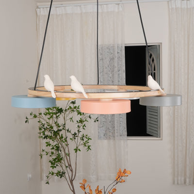 AeroNest Bird Round Chandelier | Multi-Material Fusion - OpalDwell