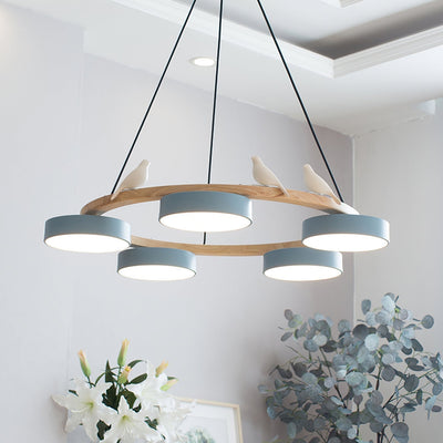 AeroNest Bird Round Chandelier | Multi-Material Fusion - OpalDwell