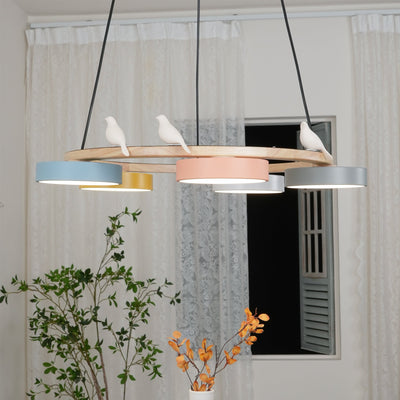 AeroNest Bird Round Chandelier | Multi-Material Fusion - OpalDwell