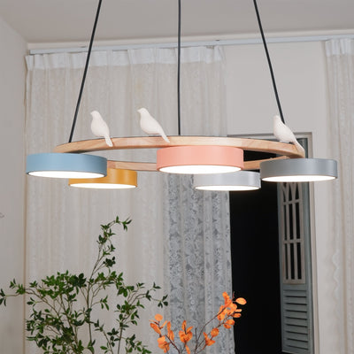 AeroNest Bird Round Chandelier | Multi-Material Fusion - OpalDwell