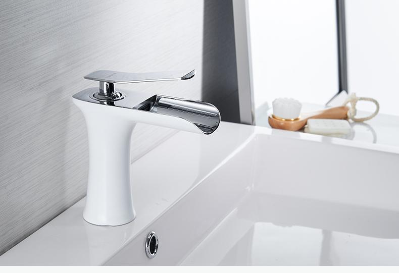 Brass Chrome Waterfall Basin Faucet With Dual Pipes OpalDwell