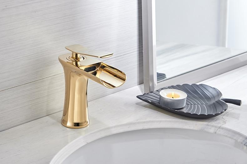 Brass Chrome Waterfall Basin Faucet With Dual Pipes OpalDwell
