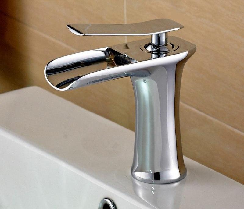 Brass Chrome Waterfall Basin Faucet With Dual Pipes OpalDwell