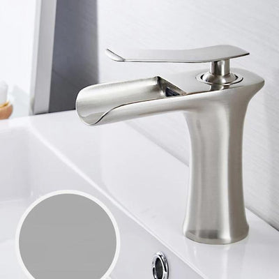 Brass Chrome Waterfall Basin Faucet With Dual Pipes OpalDwell