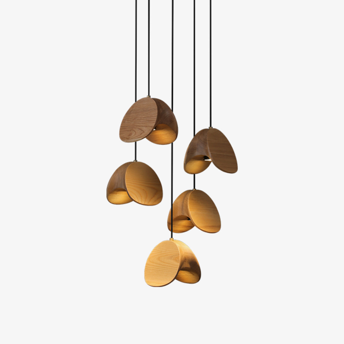 SylvaLeaf Pendant Light Natural Wood Round Leaf Shade - OpalDwell